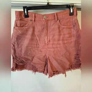 AE distressed jean denim mom shorts